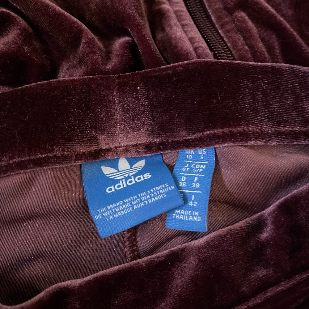 adidas Burgundy Velvet Leggings - Picture 4 of 6